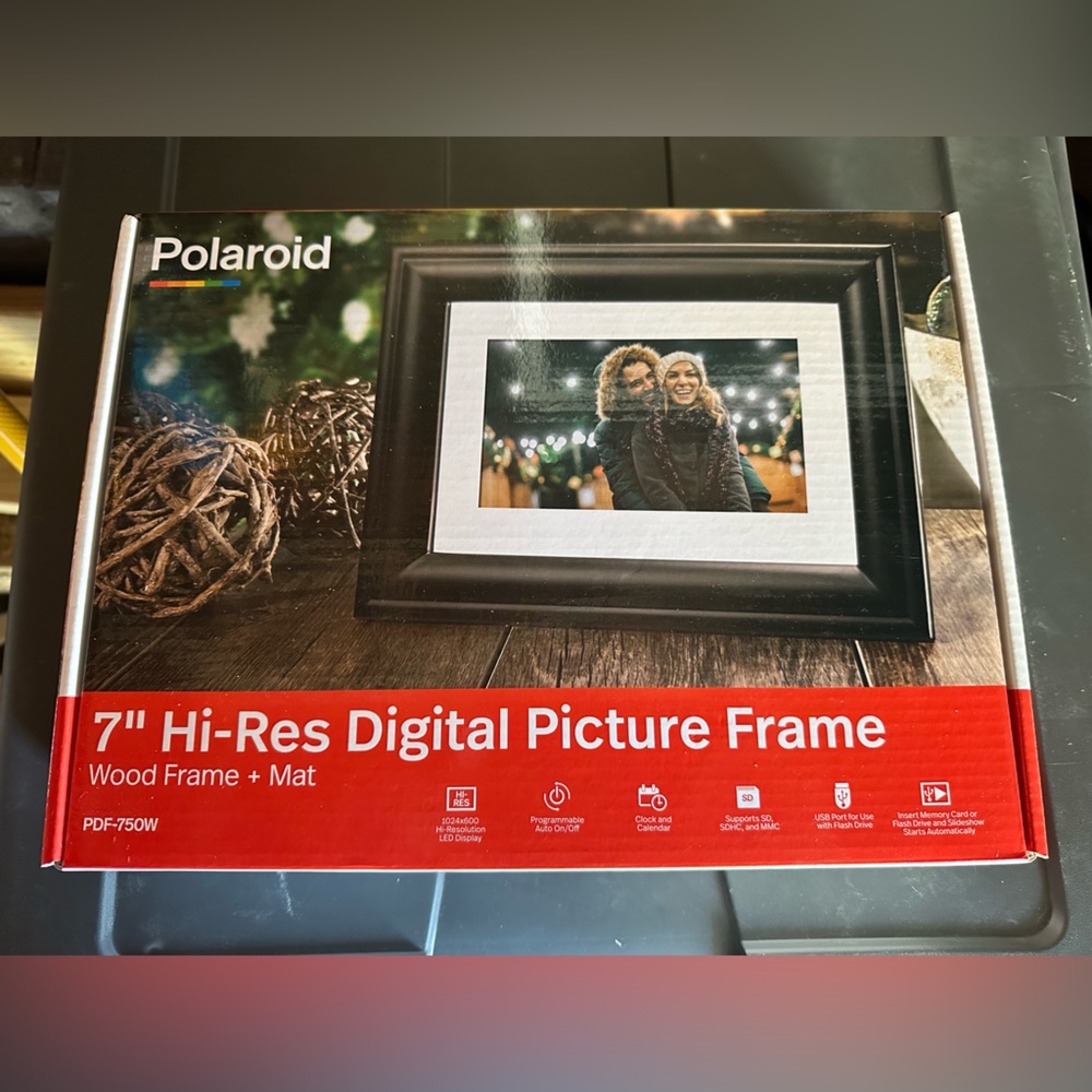 Polaroid - PDF-750W - 7" Digital Photo Frame Screen - Black